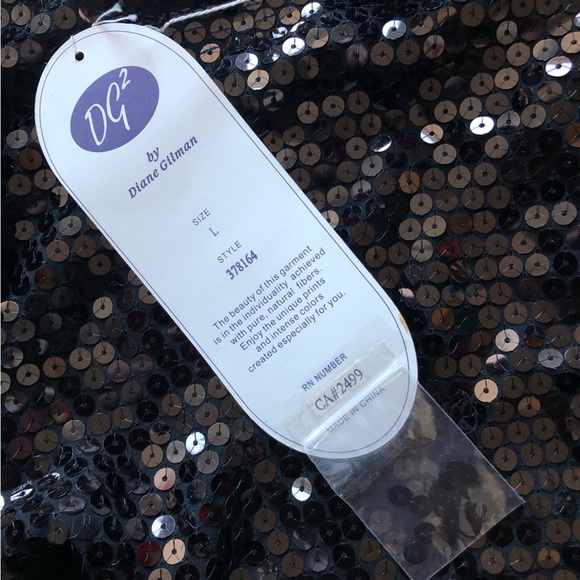 NWT DG2 by Diane Gilman Silk Sequin Shrug in Black Size L - Picture 7 of 9